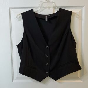Black Sleeveless Vest with Button Closure